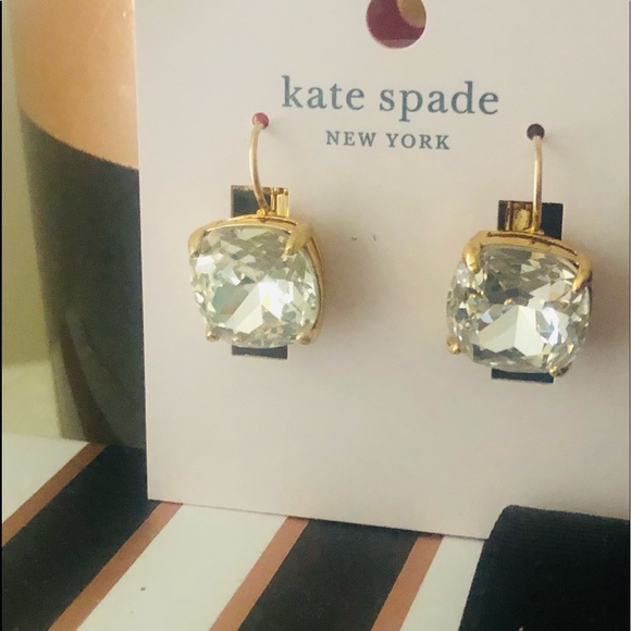 🎀 Kate Spade ♠️ Square Clear Zirconia Drop Earrings - Picture 7 of 10